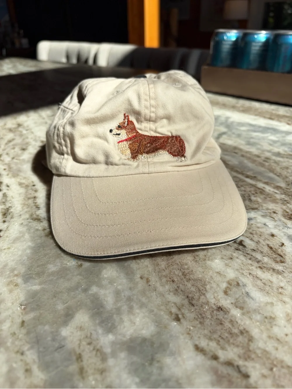 Cream Corgi Embroidered Baseball Cap